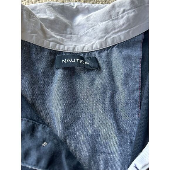 Nautica Navy Blue Polo Shirt 3XL Red Stripe Classic Casual Sport Golf Y2K - Picture 3 of 6